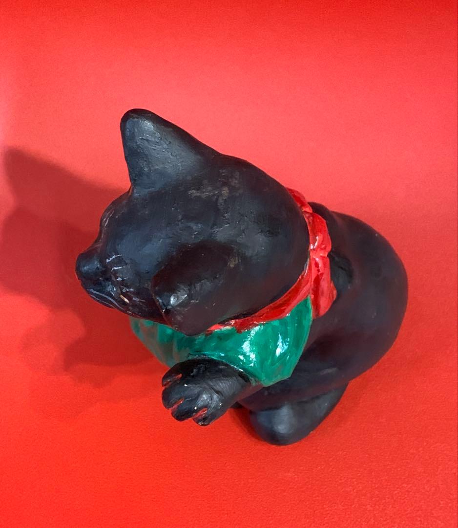 長浜人形　招き猫　黒　高さ15cm