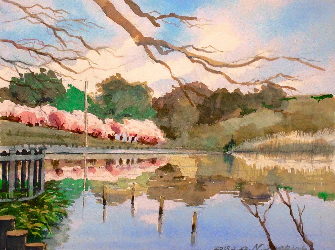 2016年 水彩画 風景画 F6サイズ 額装済み