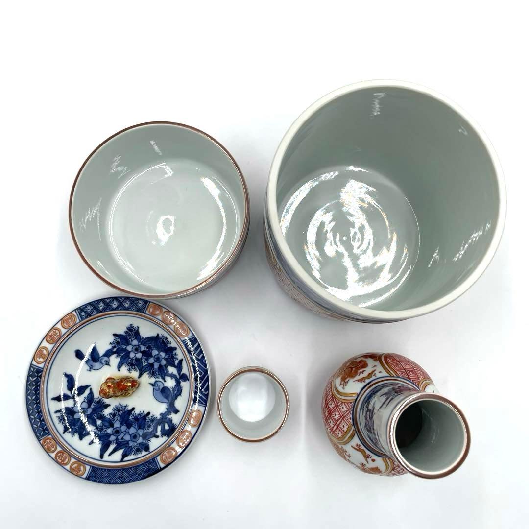 茶道具　染付　金襴手　花鳥文　平安　秀峰　台子皆具　水指　蓋置　釈立　建水　茶器