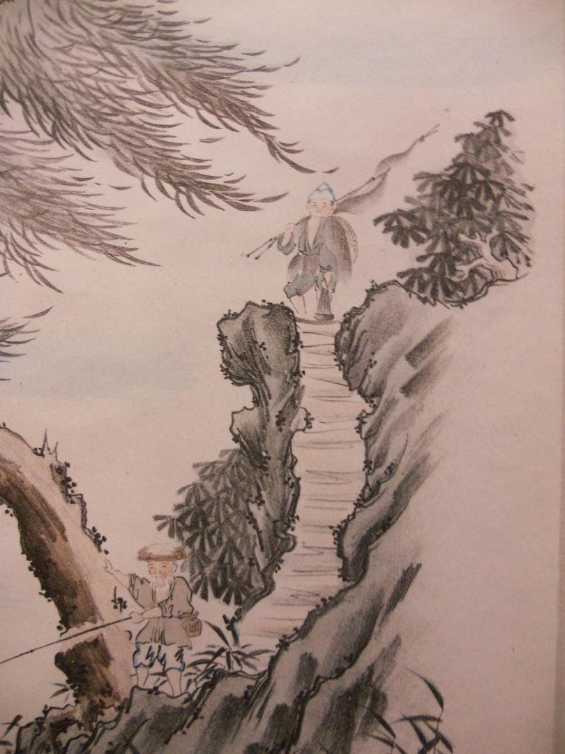 掛け軸 安江不空 釣人 紙本 希少 軸装 茶道具 掛軸 美品 です。