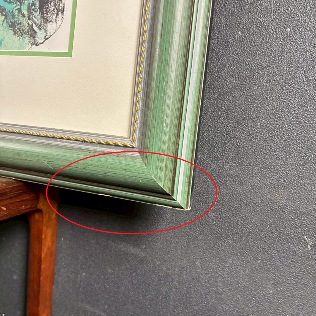 美品 マルク・シャガール「グリーンバード」リトグラフポスター 額縁入 世界の名画