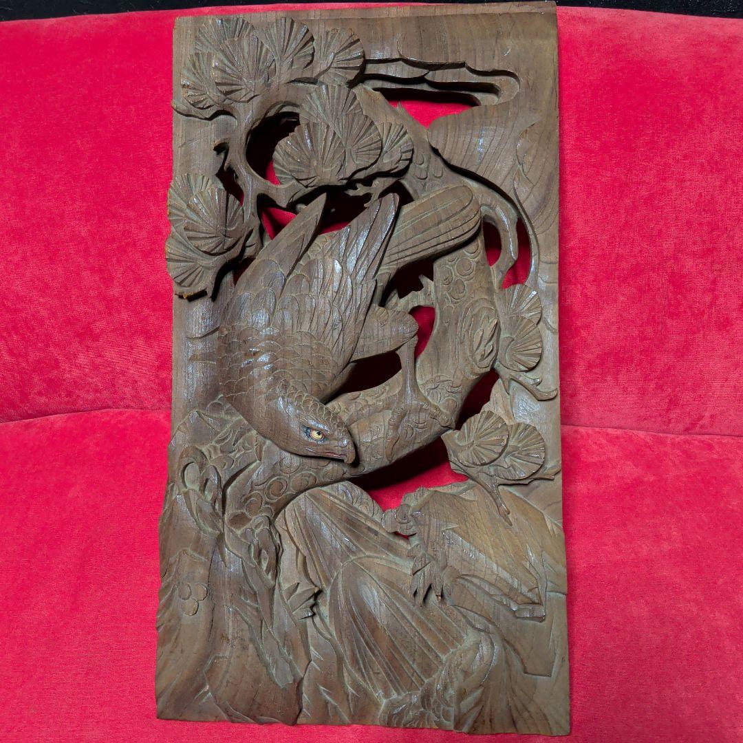 木彫り　彫刻　欄間　鷹　鳥　和柄　置物　だんじり　山車