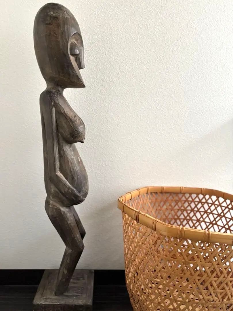 691 骨董 民芸 アンティーク アフリカ コンゴ ルバ族 女性立像 彫刻