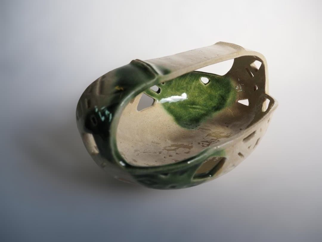 2代伊東陶山造『籠形菓子器』（共箱）