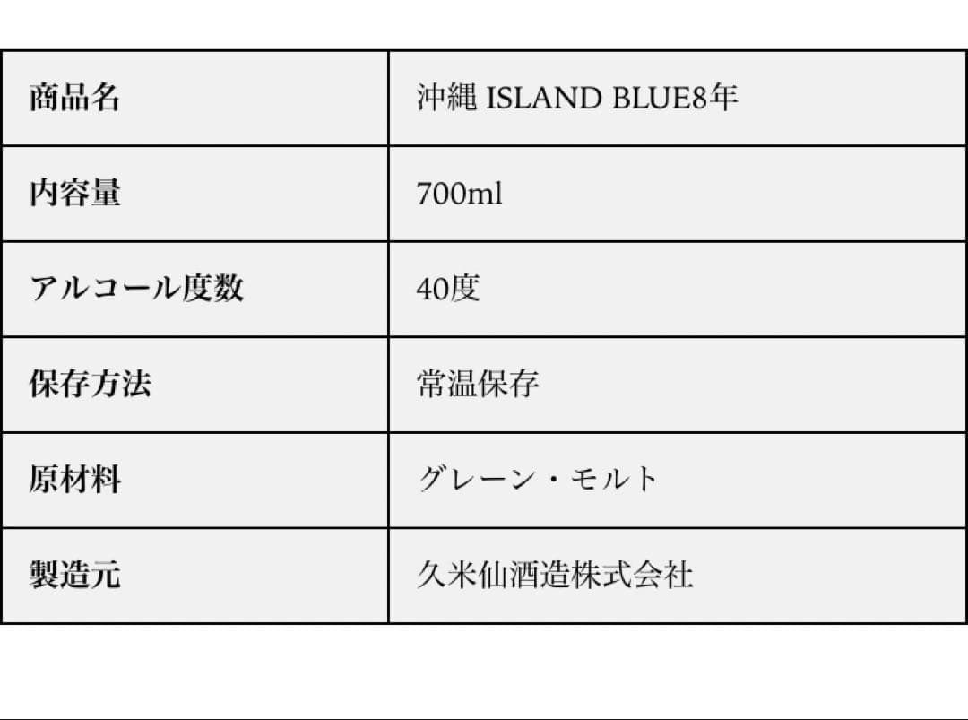 OKINAWA BLUE 8年 ウイスキー 定価13,200円