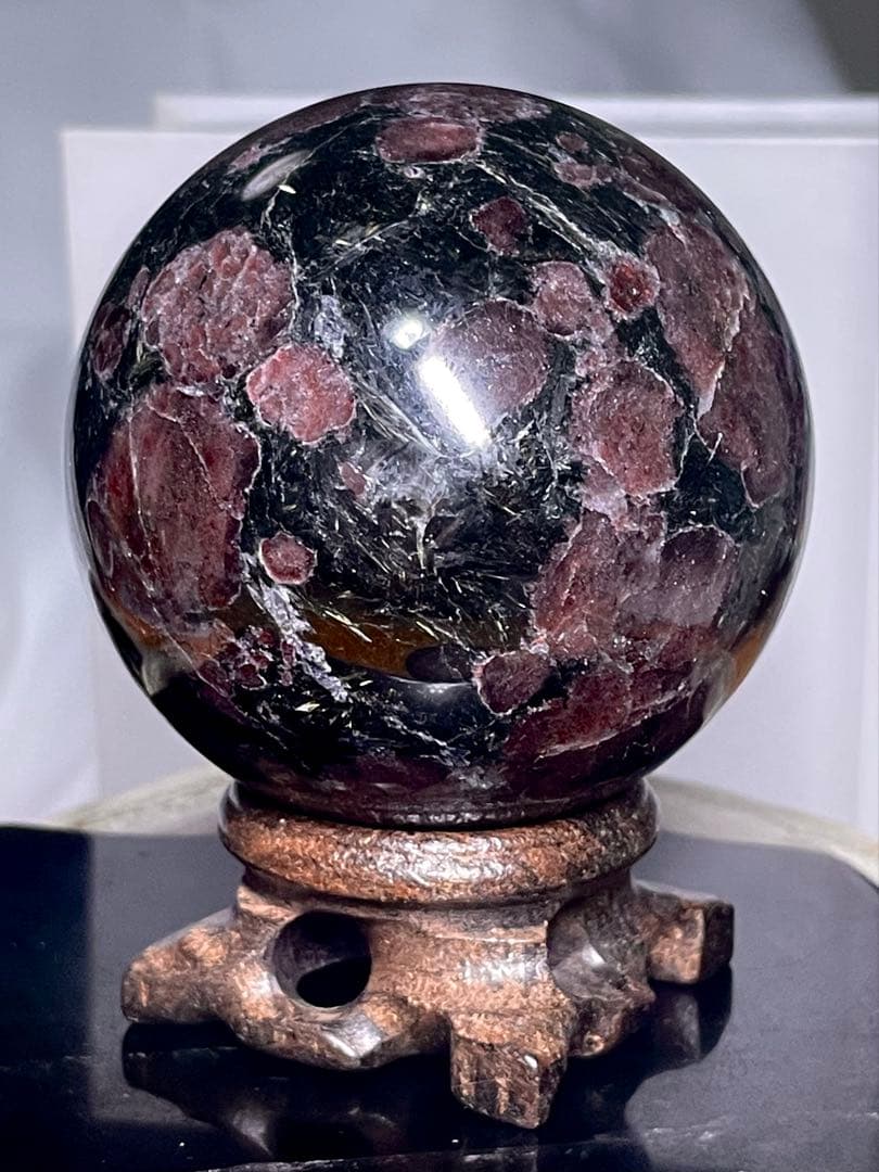 ガーネット インヌーマイト【丸玉●スフィア】台座付き◆天然石◆パワーストーン