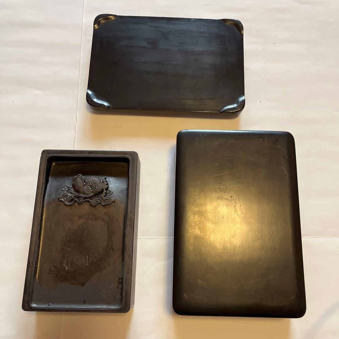 板橋道人作　端渓硯　細工彫り　漢詩文