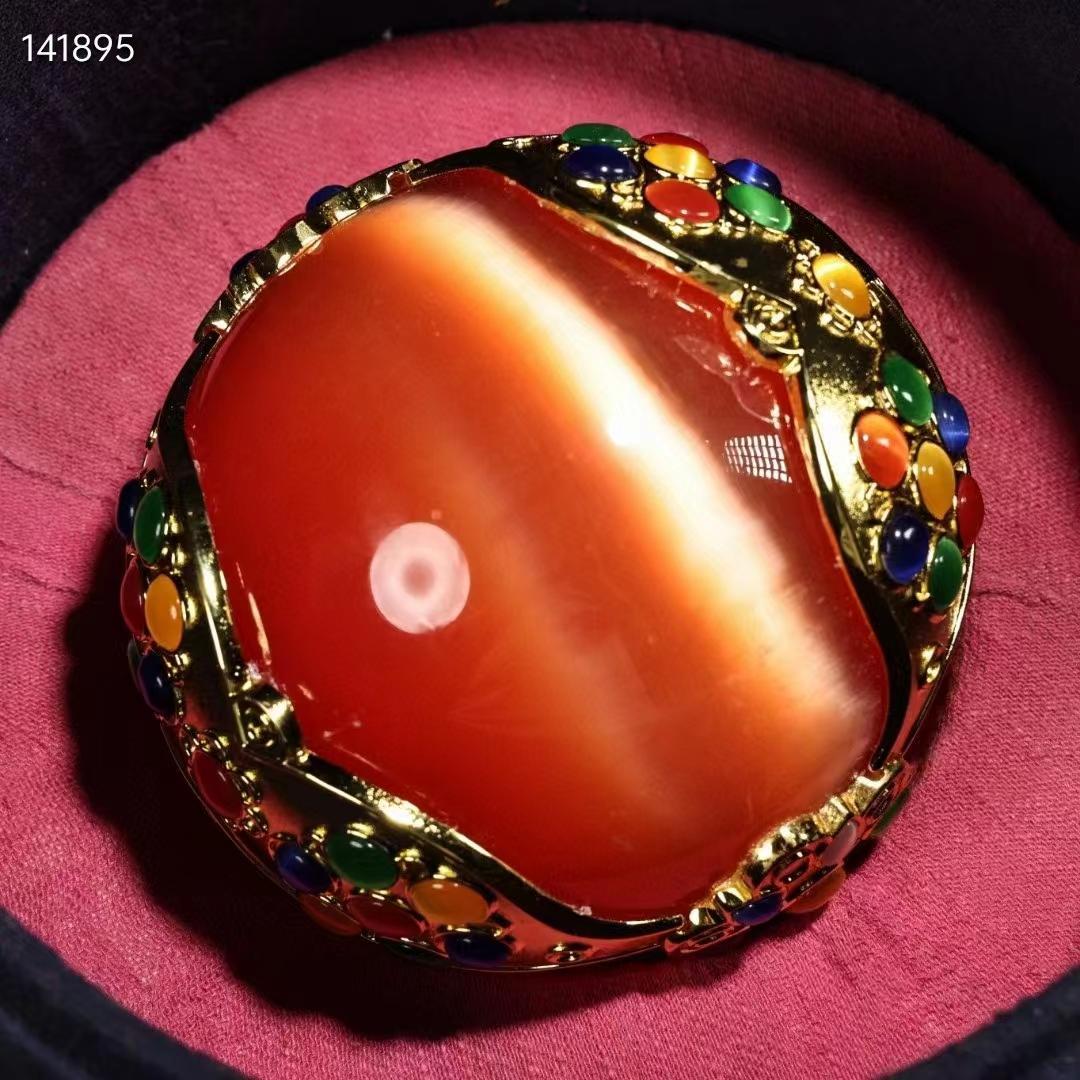 中国古美術・旧収蔵品・大猫眼石镶嵌宝石球・1.5kg・刺繍箱付・極細工・聚財置物