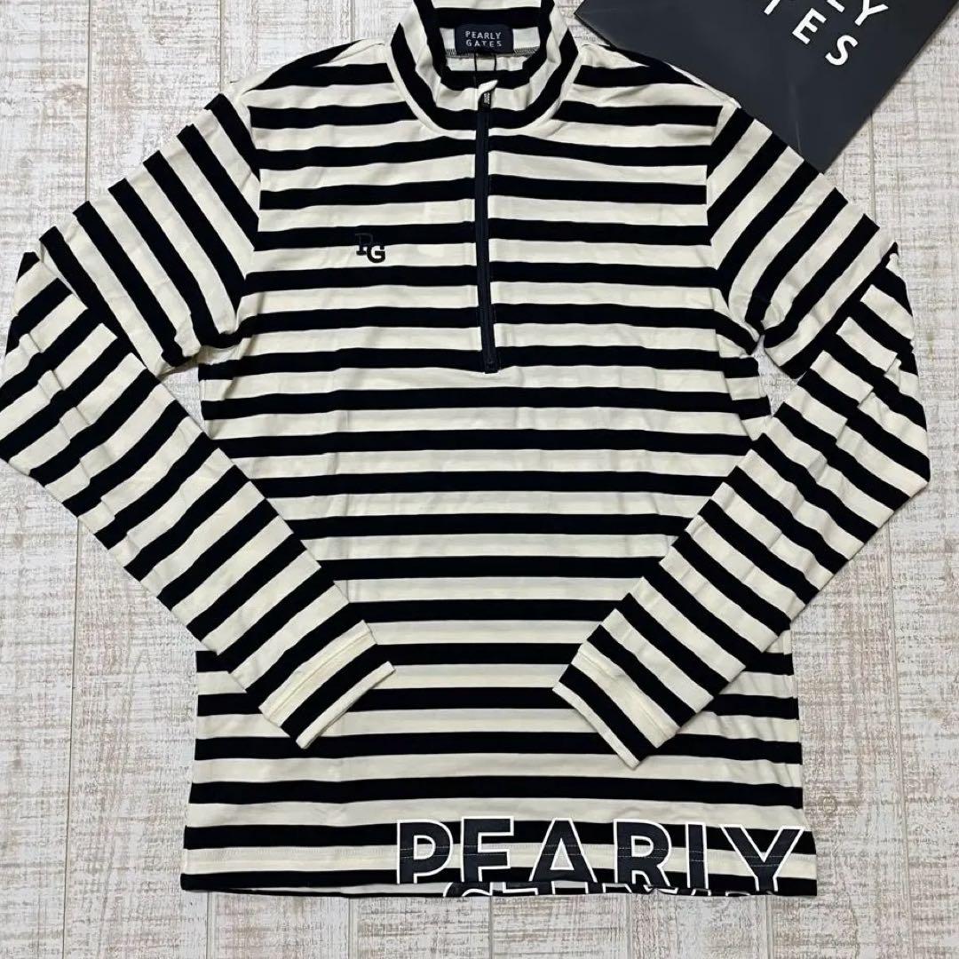 新品 パーリーゲイツ 長袖ハイネック ハーフジップ ボーダー Lサイズ（5）
