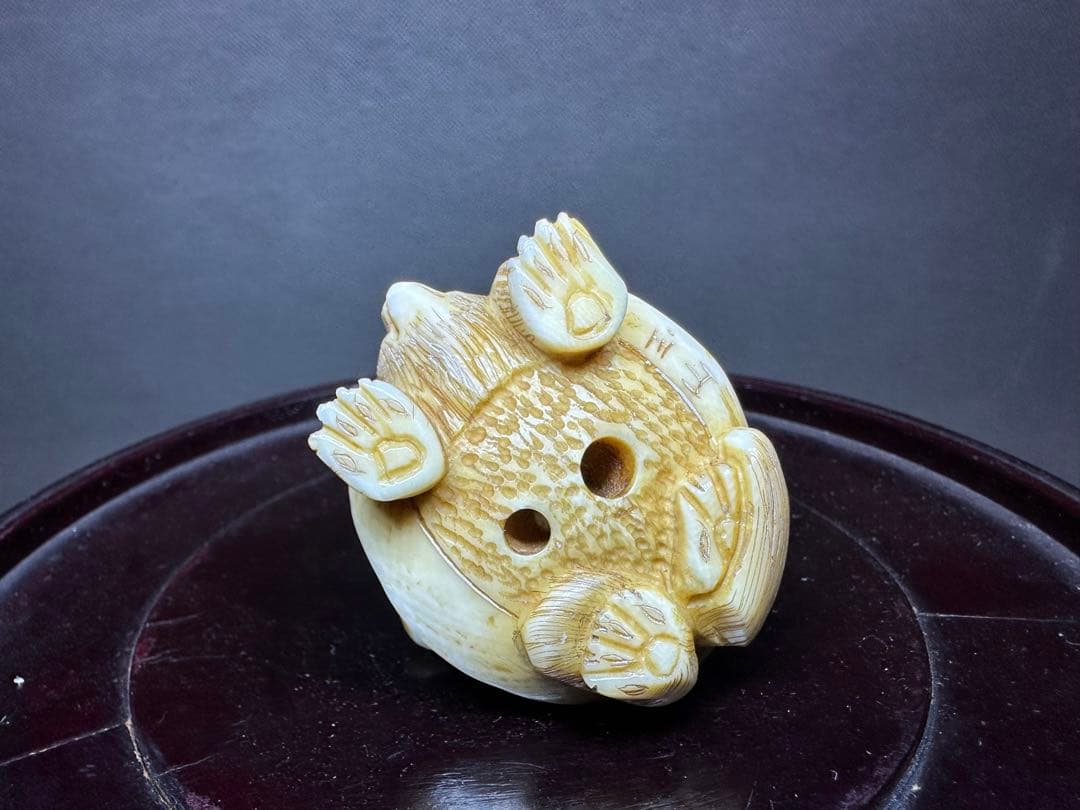 根付　アンティーク　日本昔話　分福茶釜　狸　置物　骨董　飾り物根付　古美術品