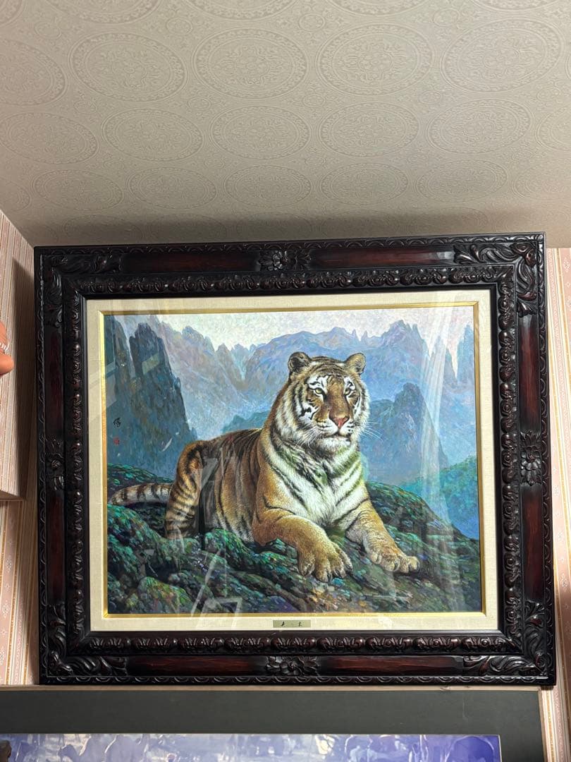 故・呉之東(名画)虎画・油彩 15号 中国美術巨匠 日本中国文化訪問団の団長