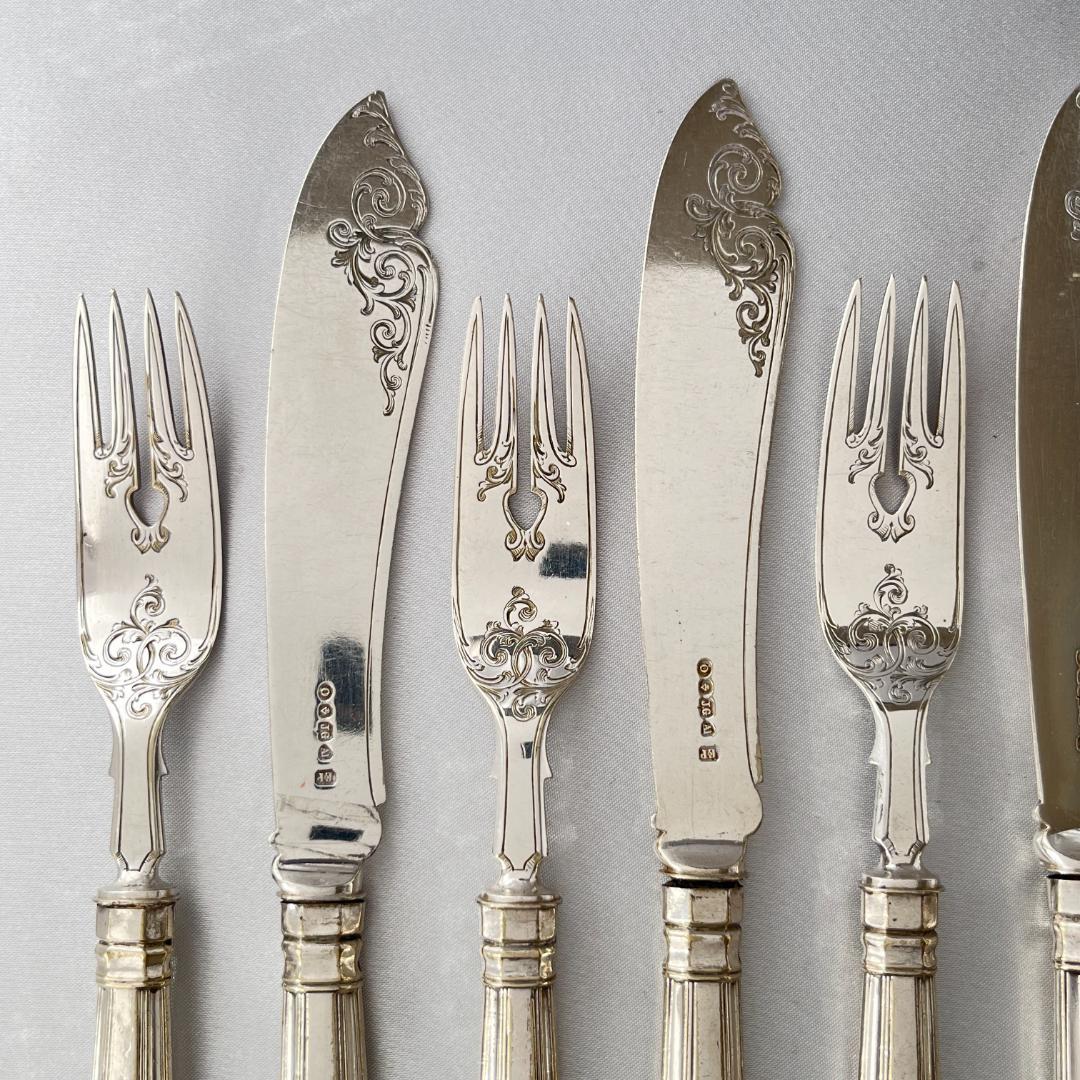 【John Gough】 キングスパターンのナイフ/フォーク 8本 豪奢！！