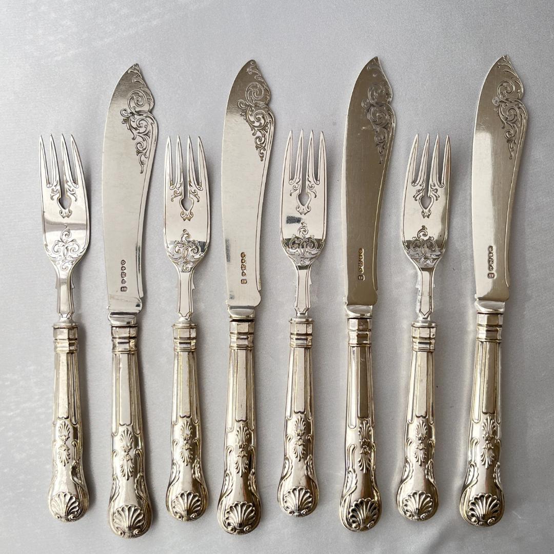 【John Gough】 キングスパターンのナイフ/フォーク 8本 豪奢！！