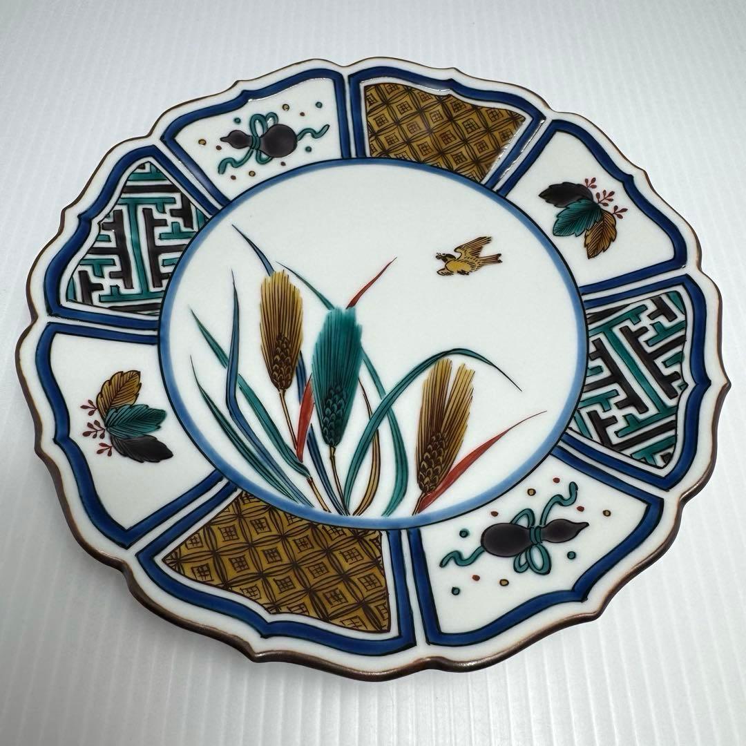 新品 九谷焼 西田伸也 銘々皿 中皿 5枚セット 鳥 花 伝統工芸