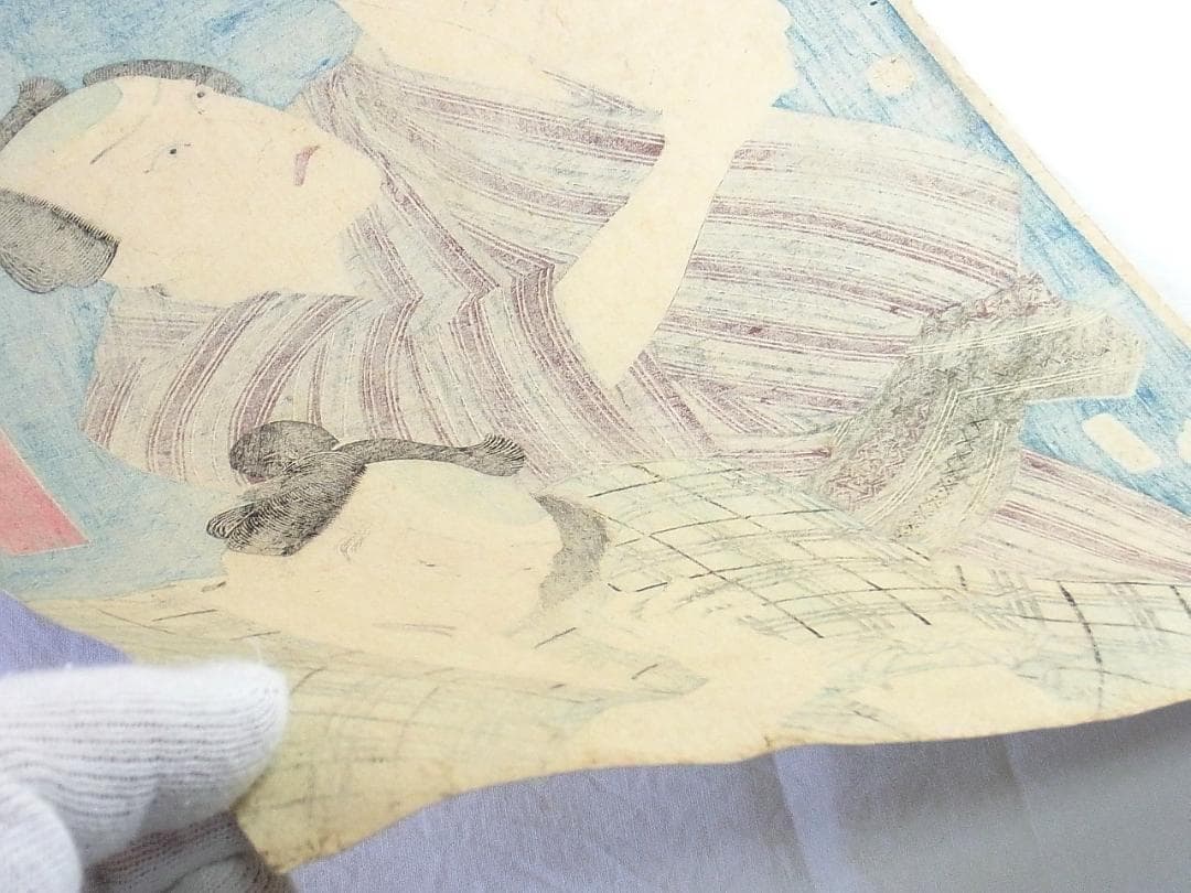 歌川国貞 浮世絵 木版画 役者絵 刀屋半七と小幡小平次 アンティーク 江戸時代