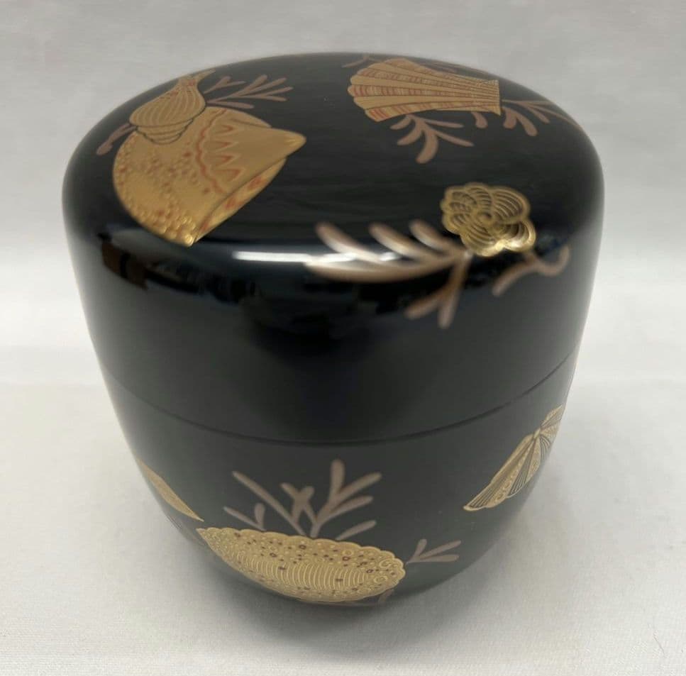 海松貝蒔絵 棗 内銀地 平安 光阿弥 茶道具