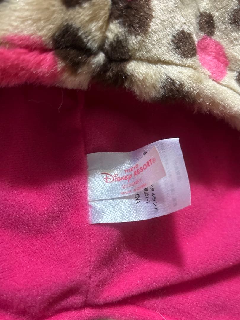 ディズニー廃盤ミニー ヒョウ柄 ファンキャップ マフラーレオパード 耳付き 美品