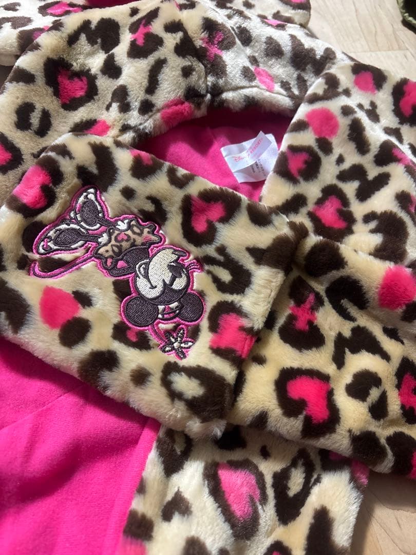 ディズニー廃盤ミニー ヒョウ柄 ファンキャップ マフラーレオパード 耳付き 美品