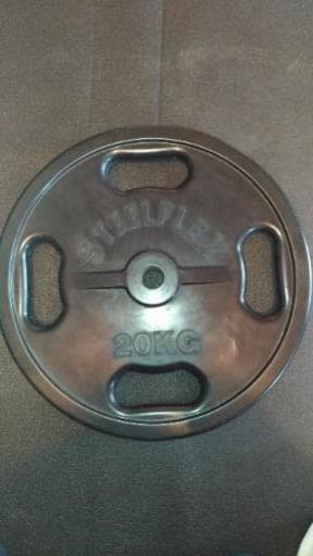 バーベル　プレートSTEELFLEX　２０ｋｇラバー２８ｍｍ孔径 ２枚1セット