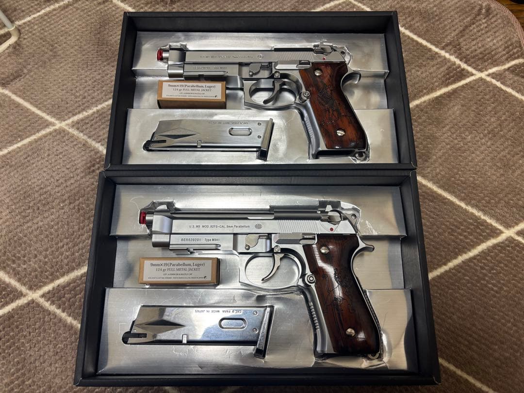 絶版品 東京マルイ M9A1 ステンレスモデル 2丁セット＋木目調グリップ