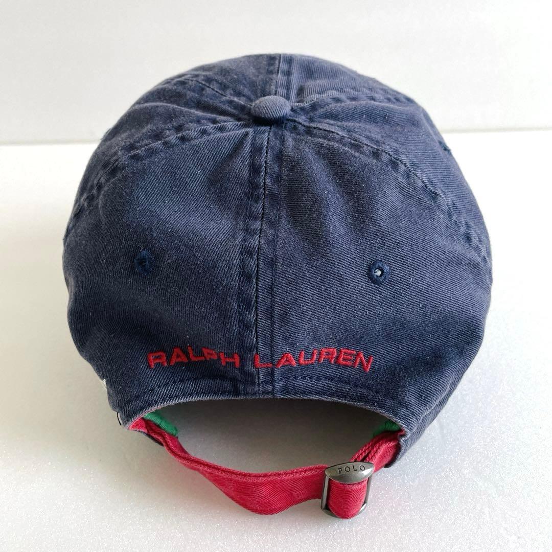 希少レア　人気POLO SPORT キャップ 星条旗 ヴィンテージ　ナス紺　刺繍