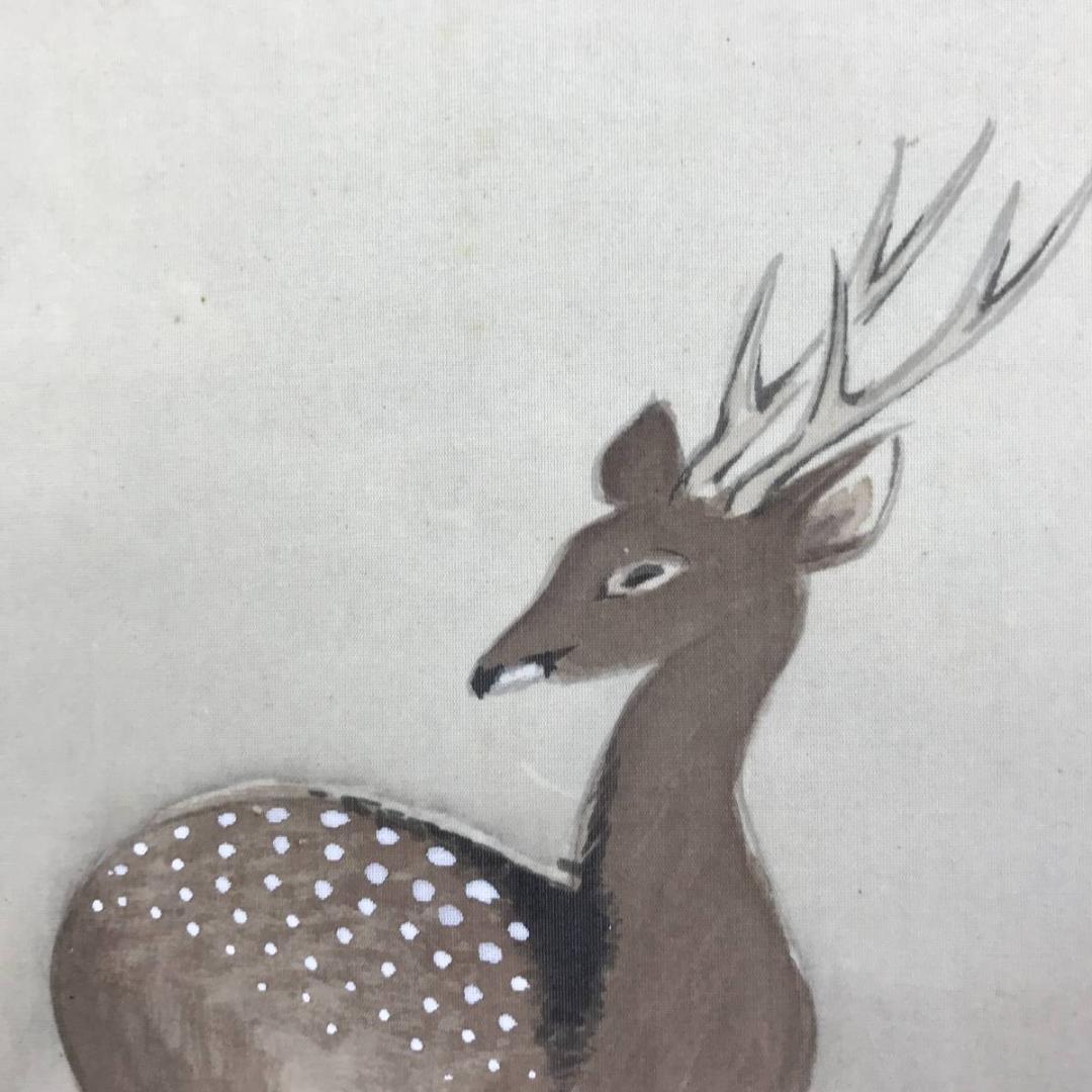 【真作】高田九伯/三社図/鹿図/鳩図/旭日図/掛軸/名家伝来/AD-694