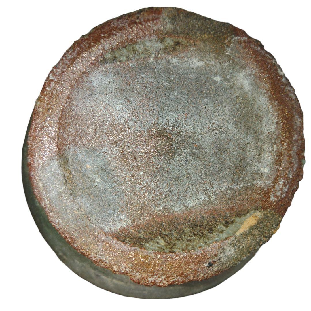 李朝　灰釉突帯付壺　花瓶　置物