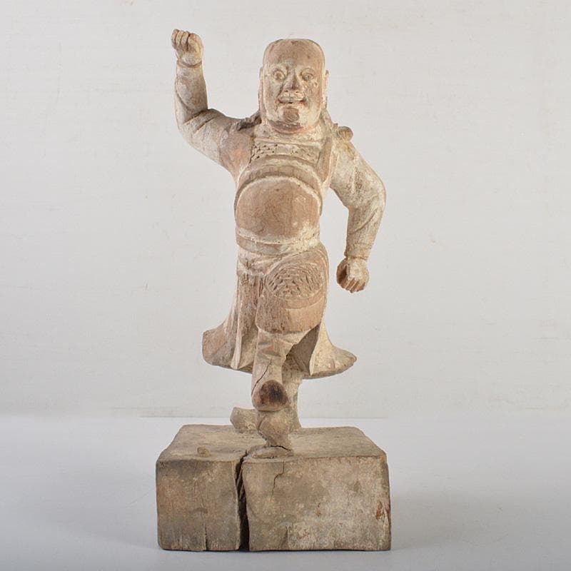 中国　木彫加彩　羅漢像　置物　M　R6915E