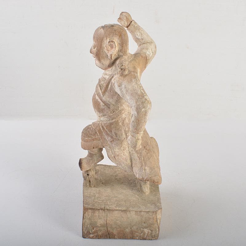 中国　木彫加彩　羅漢像　置物　M　R6915E