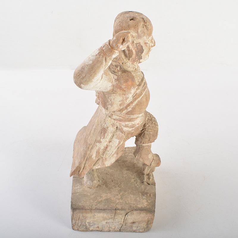 中国　木彫加彩　羅漢像　置物　M　R6915E