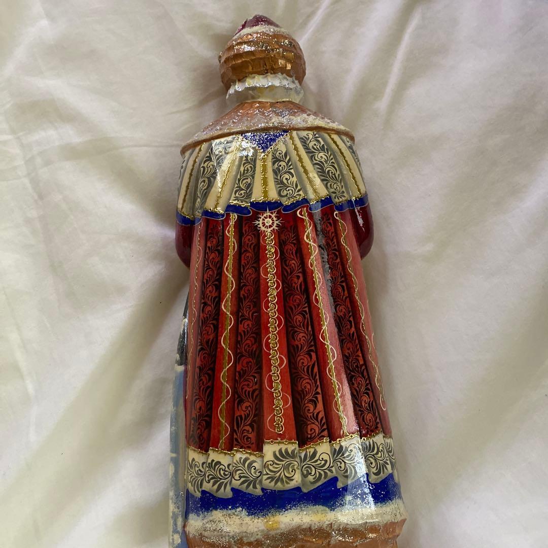 木製サンタクロースの彫刻29センチ