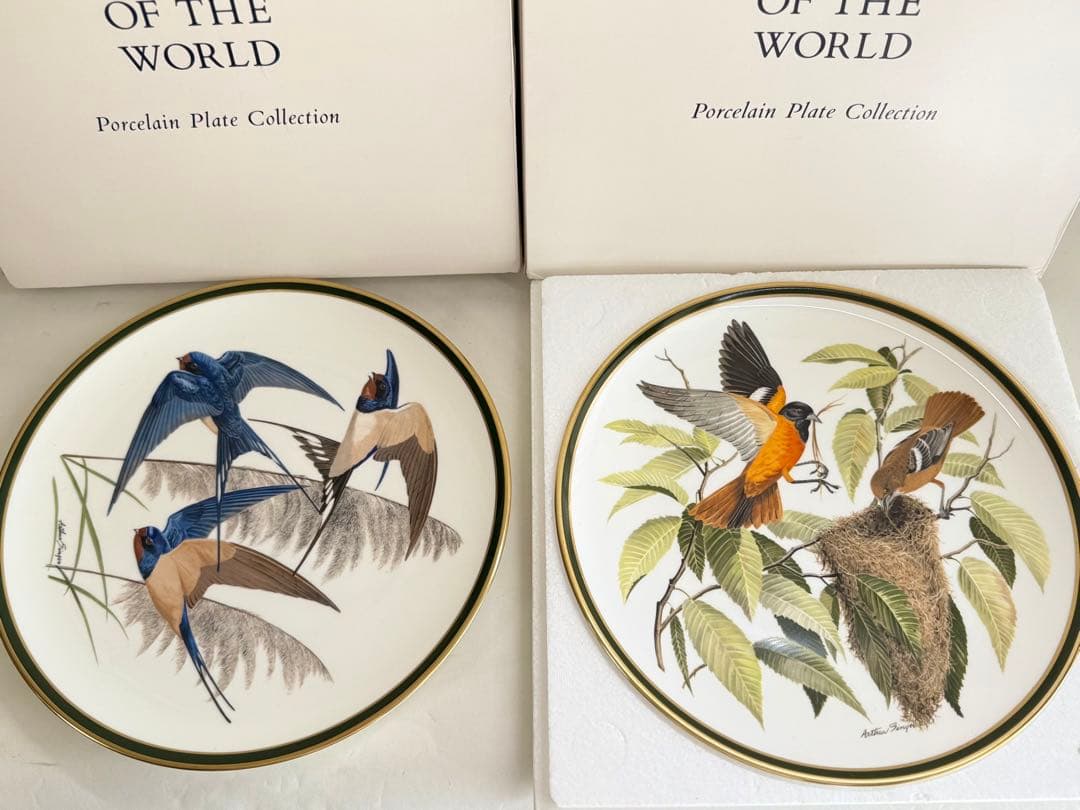 T13 フランクリン•ポーセリン「世界の鳴鳥」シリーズプレート皿 10枚 中古品