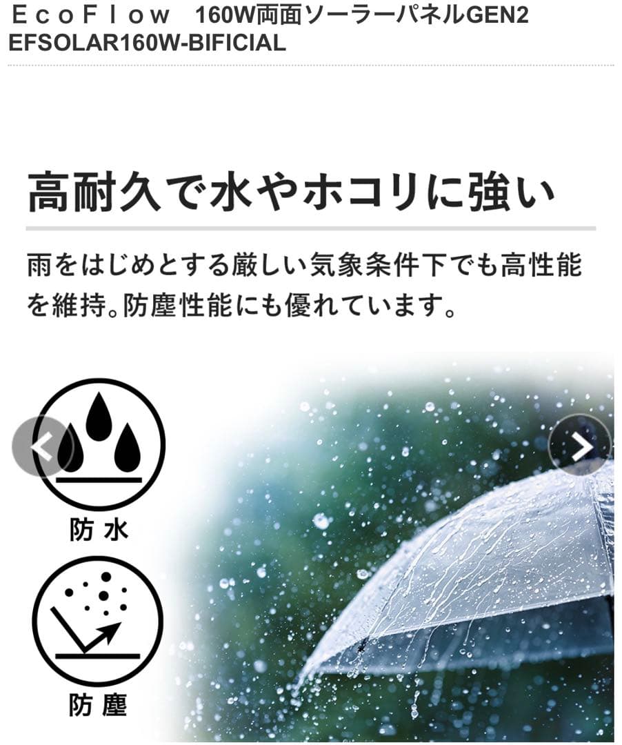 エコフローソーラーパネル 160w 両面