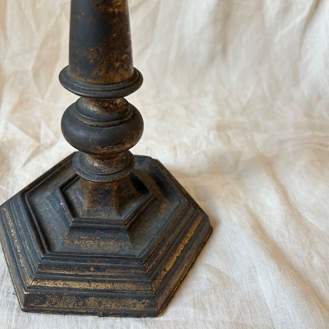 希少　フランスアンティーク 真鍮製 燭台 特大36cm 3つ葉　店舗什器　B