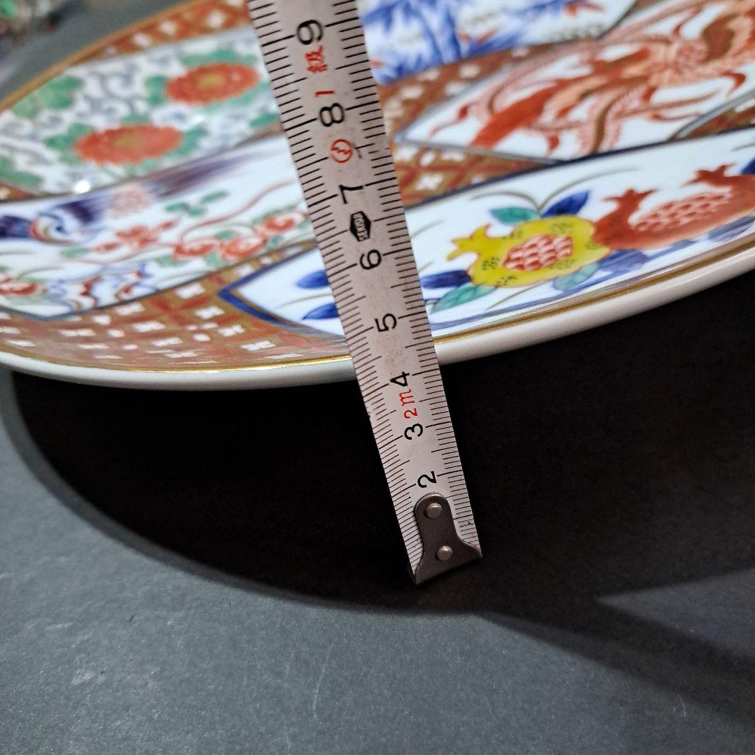 江戸中期　古伊万里　極上　赤絵金蘭手　30㎝皿　共箱　山徳製　祝皿