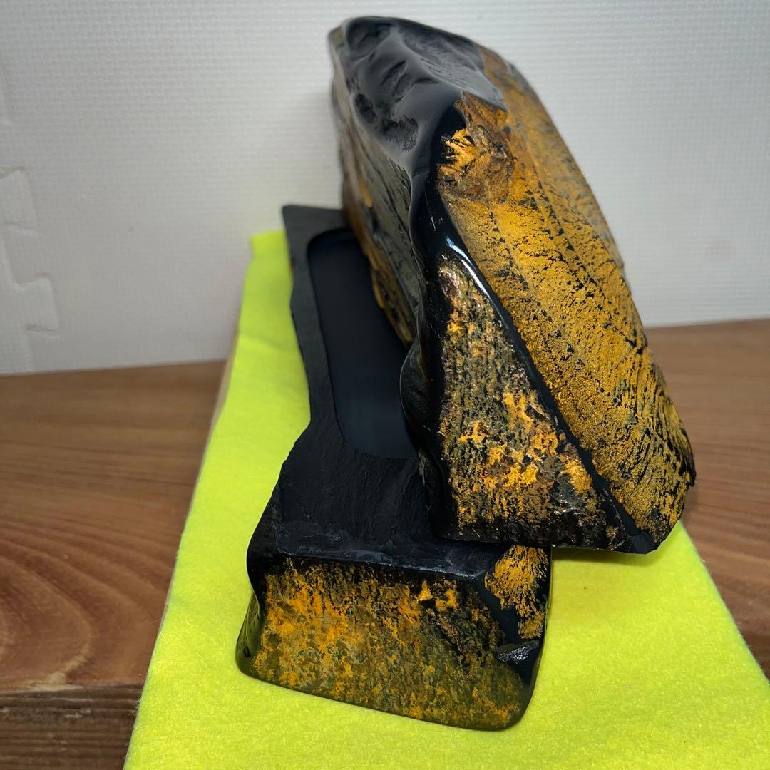 ⭕️龍渓硯　日本工芸会正会員　翠川希石(袈裟美) 共石蓋付き天然硯　5Ｋg超