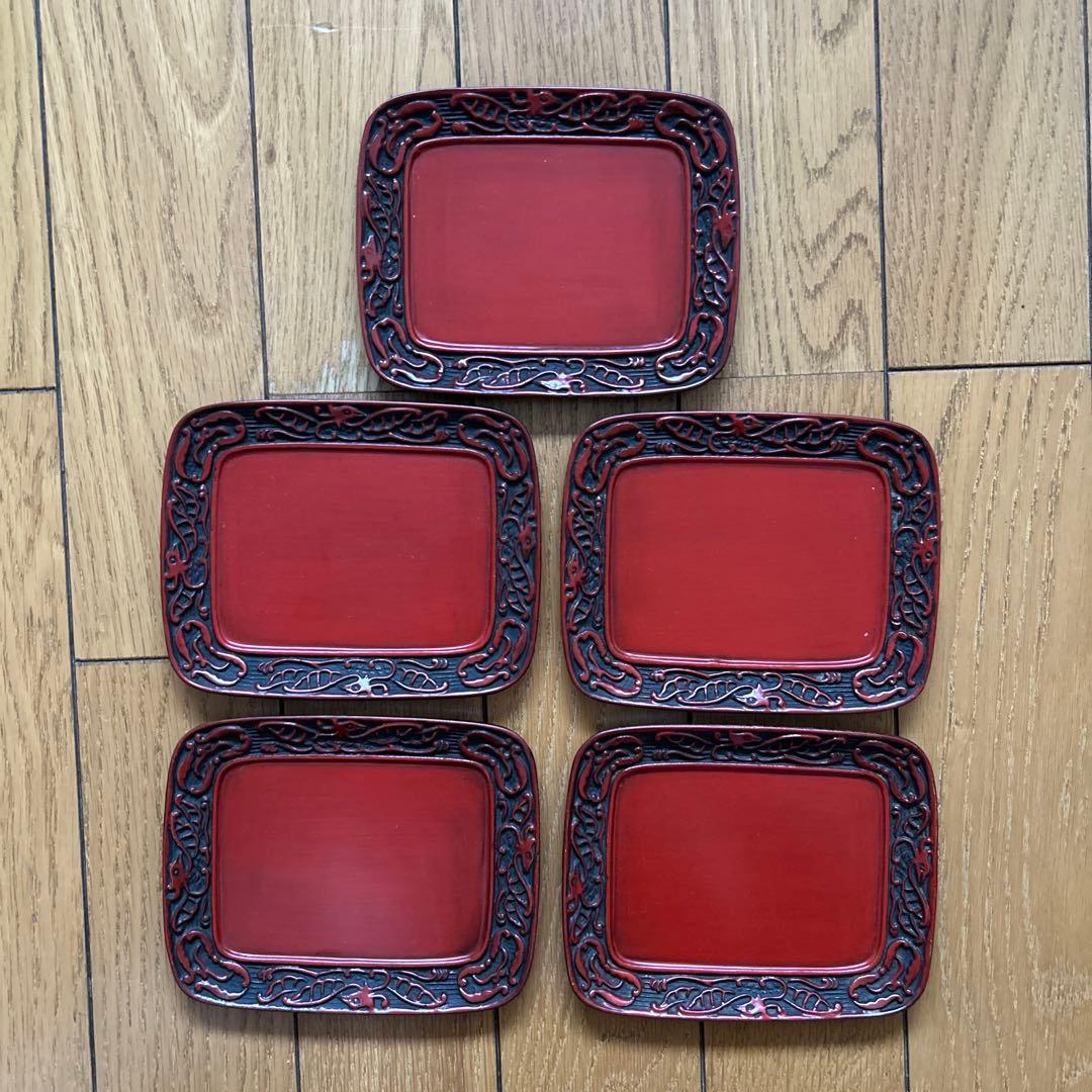 ◾️こんなにたくさんセットの仙台堆朱は珍しいです◾️お盆◾️棗◾️お皿◾️重箱◾️綺麗◾️新品