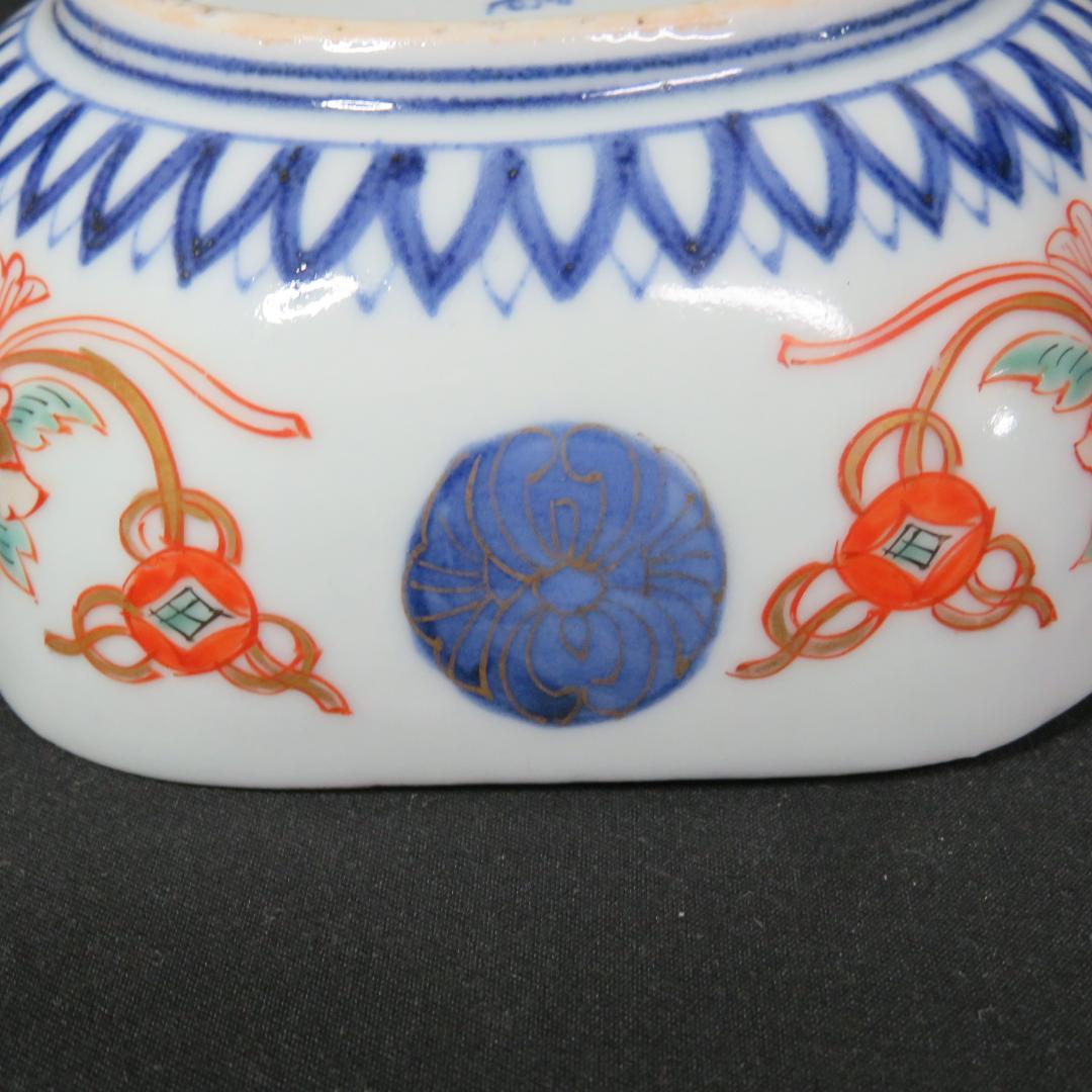 なます皿 変形 角型 色絵 赤絵 染付 古伊万里 江戸 明治 合箱