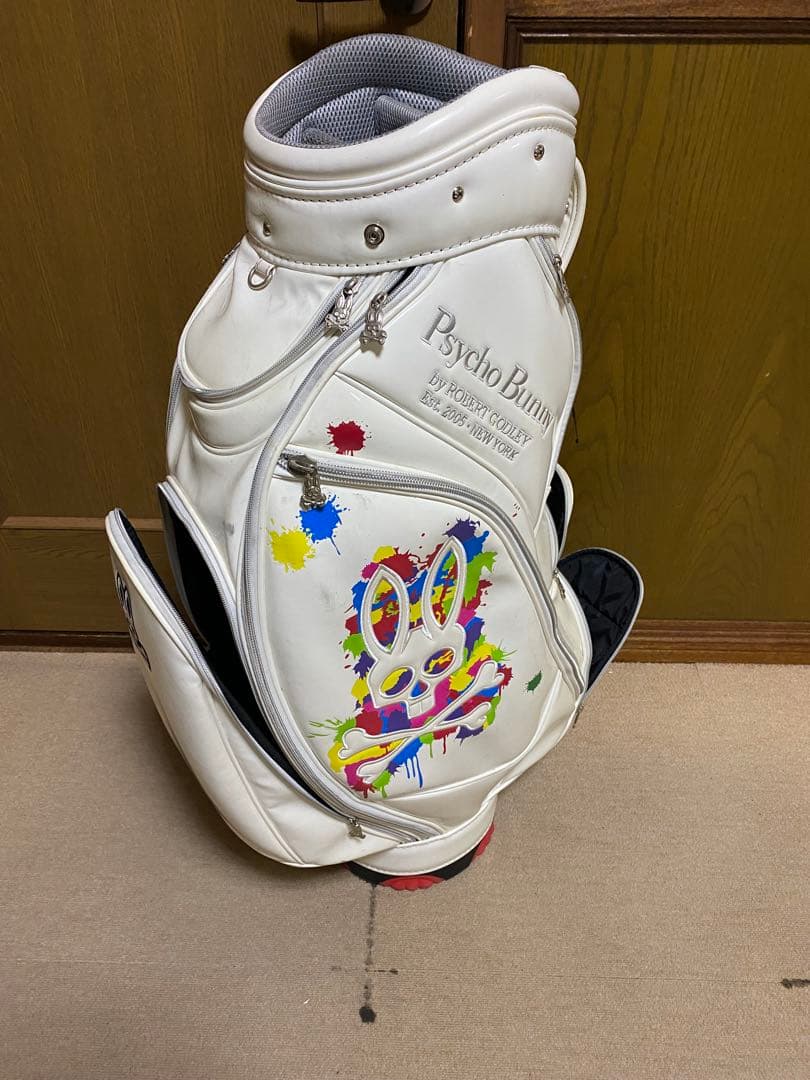 【数量限定品】 PsychoBunny キャディバッグ ホワイト エナメル 中古