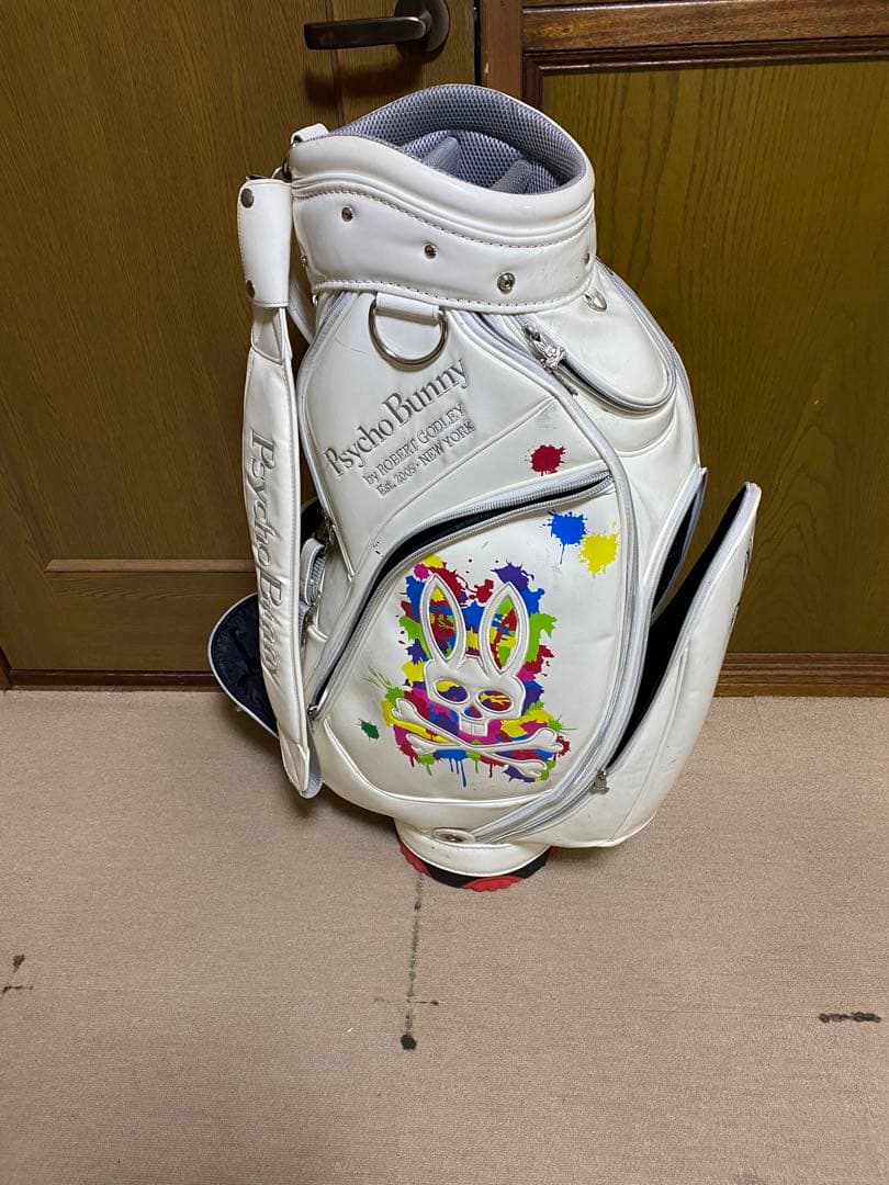 【数量限定品】 PsychoBunny キャディバッグ ホワイト エナメル 中古
