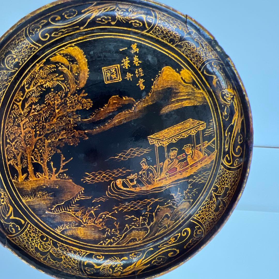中国明時代　在銘　金彩皿2枚　直径11.7㎝　タサチ　東さ8-0131☆2F