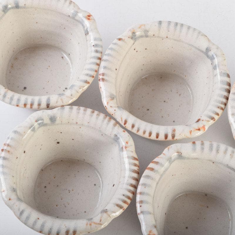 和食器　茶懐石　志野焼　加藤十右衛門　向付　五客　共箱　C　9015