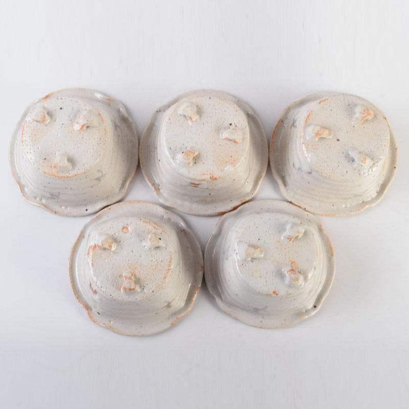 和食器　茶懐石　志野焼　加藤十右衛門　向付　五客　共箱　C　9015