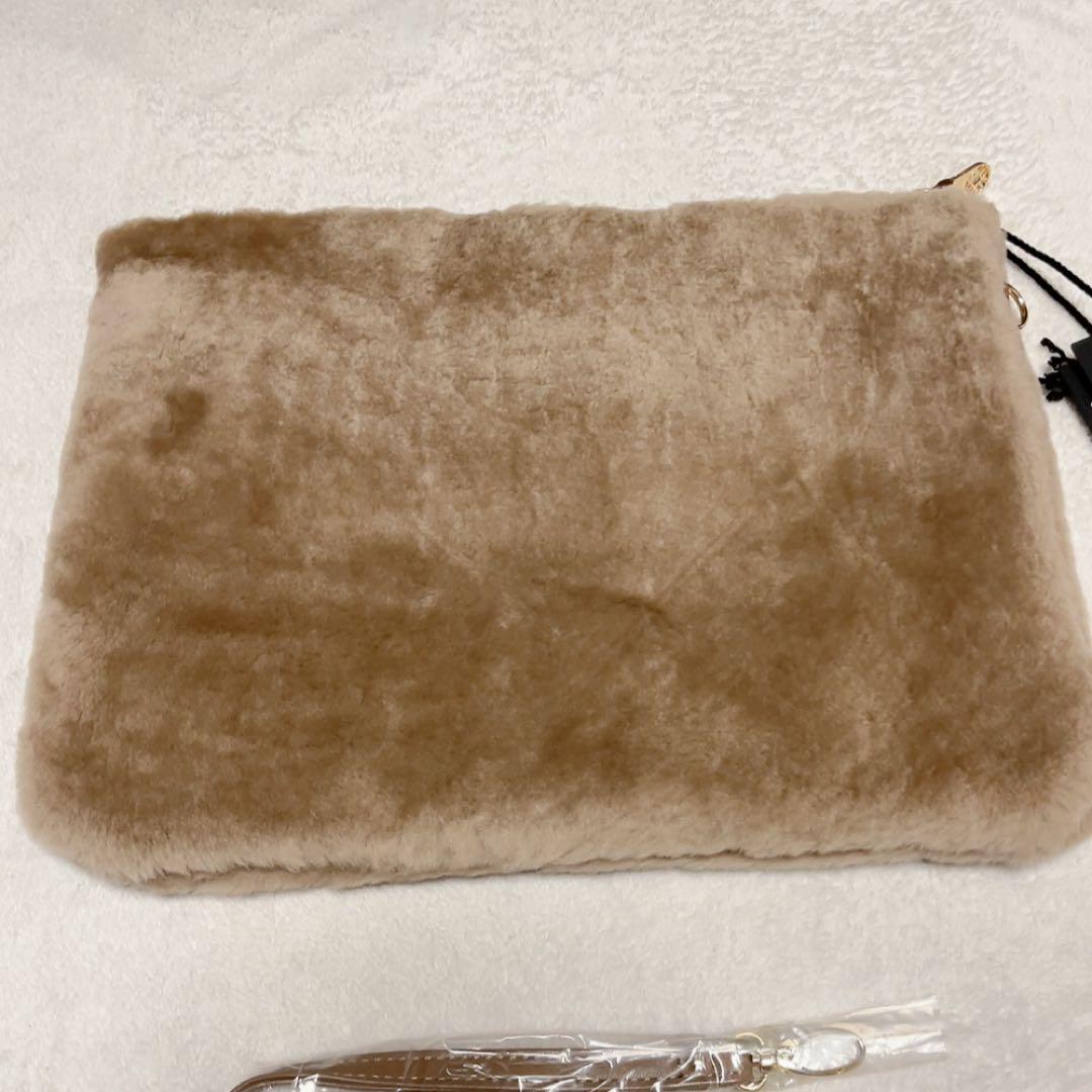未使用　完売品　ムータ マリン クリアボストンバッグ　ブラウン　ファー　クラッチ