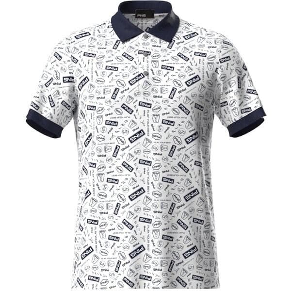 【夏物セール】PING ゴルフ メンズ 25SS 総柄プリント半袖ポロシャツ