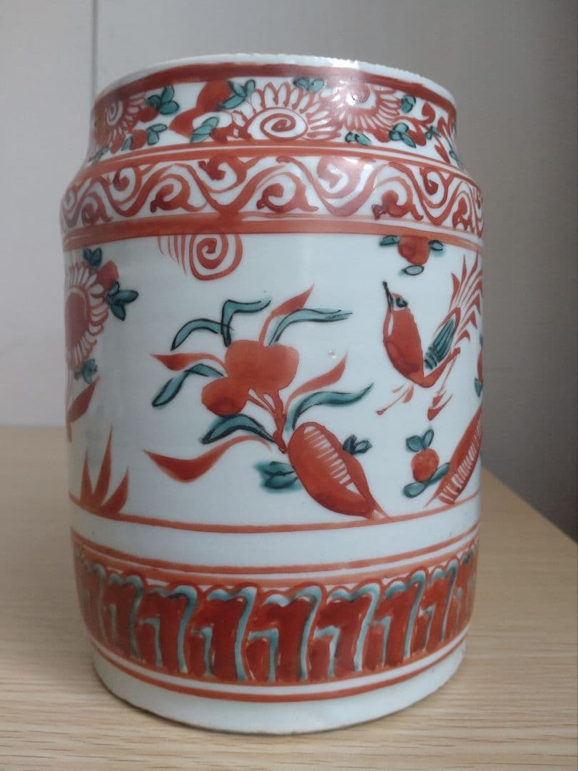 呉須赤絵水指　中国古玩　中国明代　茶道具　宋　高麗　茶盌　茶碗　青磁　トヒニ