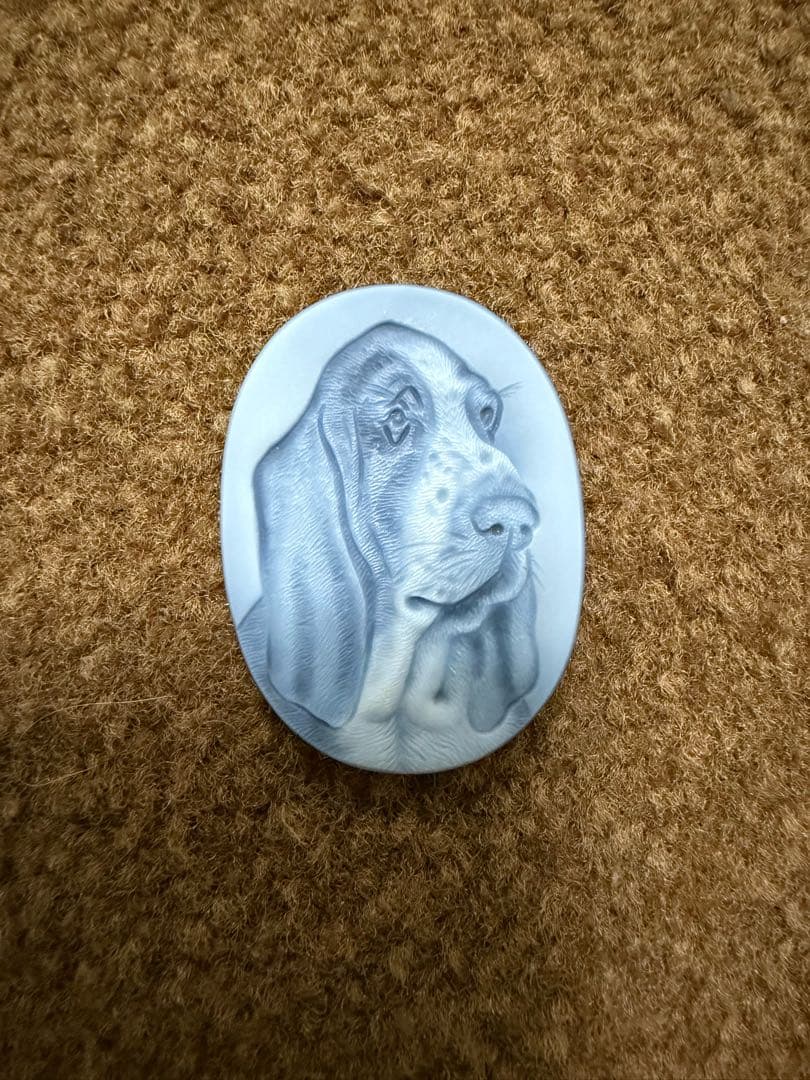 ストーンカメオ ルース バセットハウンド 犬 瑪瑙 メノウ