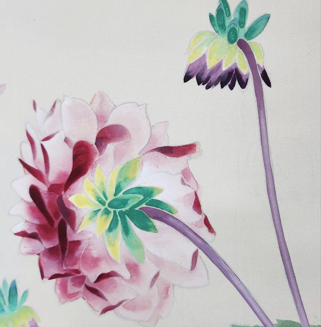 【ダリア図】川手青郷 2693 共箱 掛け軸 肉筆 夏～秋