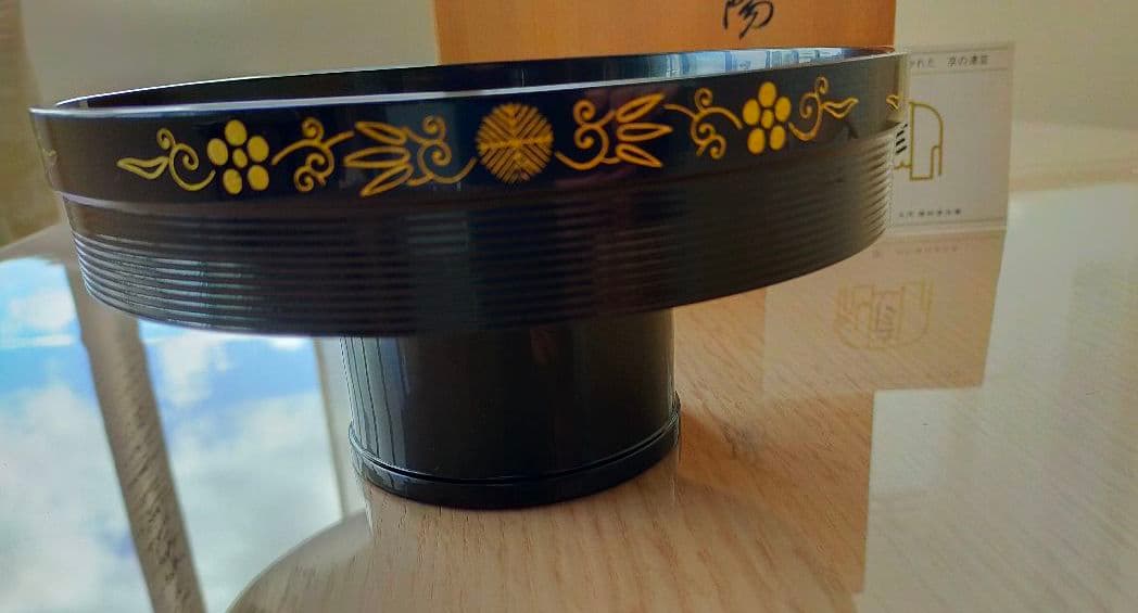 象彦　春陽　金彩漆塗り　高坏干菓子盆