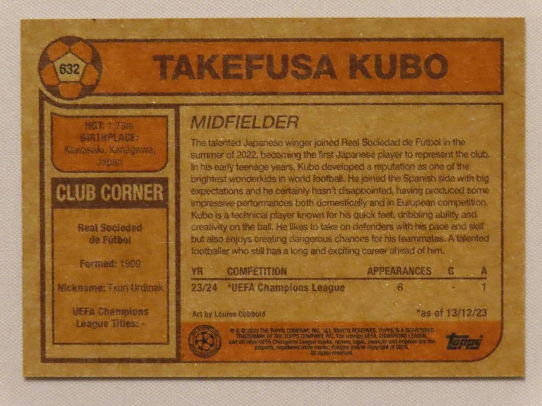 久保建英 Topps UCC living set Card #632 18